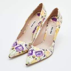 Miu Miu Multicolor Printed Patent Leather Pointed Toe Pumps Size 37.5