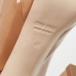 Miu Miu Brown Patent Leather Open Toe Platform Slingback Pumps Size 41