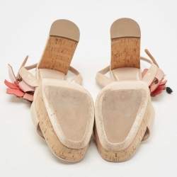 Miu Miu Beige Patent Leather Ankle Strap Sandals Size 40