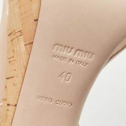 Miu Miu Beige Patent Leather Ankle Strap Sandals Size 40