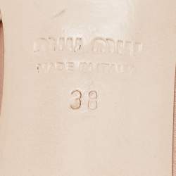 Miu Miu Beige Satin Crystal Embellished Block Heel Slide Size 38