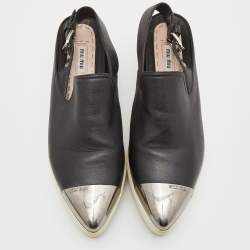Miu Miu Black Leather Platform Slingback Sneakers Size 39