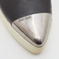 Miu Miu Black Leather Platform Slingback Sneakers Size 39