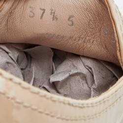 Pre Owned Miu Miu Beige Leather Crystal Embellished Cap Toe Sneakers  Size 37.5