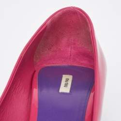 Miu Miu Pink Patent Leather Peep Toe Platform Pumps Size 39.5