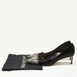 Miu Miu Black Satin and Crystal Embellished PVC Pointed Toe Pumps Size 38