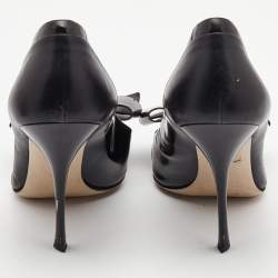 Miu Miu Black Patent and Leather Bow Pointed Toe Pumps Size 37