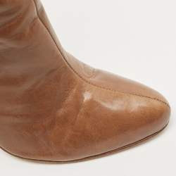 Miu Miu Brown Leather Buckle Detail Ankle Booties Size 39.5