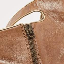 Miu Miu Brown Leather Buckle Detail Ankle Booties Size 39.5