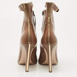 Miu Miu Brown Leather Buckle Detail Ankle Booties Size 39.5