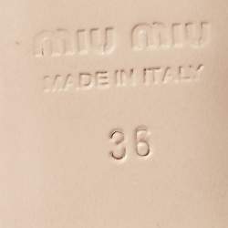 Pre Owned Miu Miu Metallic Blue Leather Crystal Embellished Slide Sandals Size 36