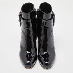 Pre Owned Miu Miu Black Patent Leather Ankle Boots Size 38.5
