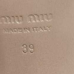 Miu Miu Metallic Silver Leather Crystal and Pearl Embellished Ankle Strap Platform Sandals Size Size 39