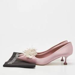 Pre Owned Miu Miu Light Purple Satin Crystal Embellished Pumps Size 39.5