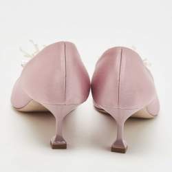 Pre Owned Miu Miu Light Purple Satin Crystal Embellished Pumps Size 39.5
