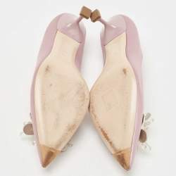 Pre Owned Miu Miu Light Purple Satin Crystal Embellished Pumps Size 39.5