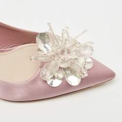 Pre Owned Miu Miu Light Purple Satin Crystal Embellished Pumps Size 39.5