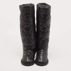 Pre Owned Miu Miu Black Nylon knee length Boots Size 37