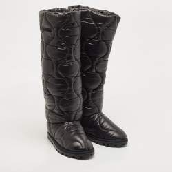 Pre Owned Miu Miu Black Nylon knee length Boots Size 37