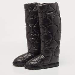 Pre Owned Miu Miu Black Nylon knee length Boots Size 37