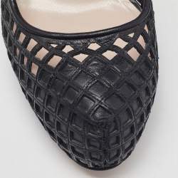 Miu Miu Black Laser Cut Leather Platform Pumps Size 39