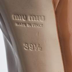 Miu Miu Beige Patent Leather Open Toe Platform Slingback Sandals Size 39.5