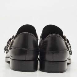Miu Miu Black Leather Studded Cap Toe Monk Strap Derby Size 37