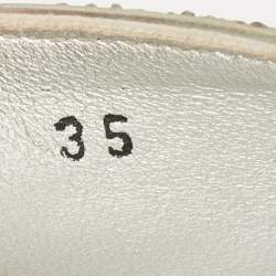 Pre Owned Miu Miu Silver Glitter Flat Slides Size 35