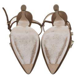 Pre Owned Miu Miu Brown Suede Jewel Embellished Strappy Sandals Size 39