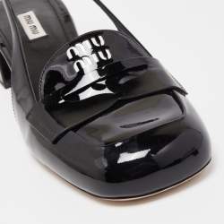 Pre Owned Miu Miu Black Patent Leather Slingback Pumps Size 41