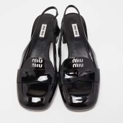 Pre Owned Miu Miu Black Patent Leather Slingback Pumps Size 41