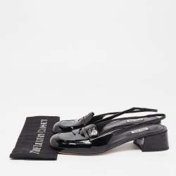 Pre Owned Miu Miu Black Patent Leather Slingback Pumps Size 41