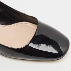 Miu Miu Black Patent Leather Crystal Embellished Heel Pumps Size 37