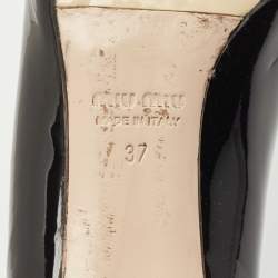 Miu Miu Black Patent Leather Crystal Embellished Heel Pumps Size 37