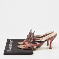 Miu Miu Multicolor Python and Suede Slide Sandals Size 37