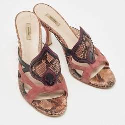 Miu Miu Multicolor Python and Suede Slide Sandals Size 37