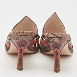 Miu Miu Multicolor Python and Suede Slide Sandals Size 37