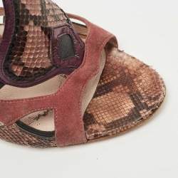 Miu Miu Multicolor Python and Suede Slide Sandals Size 37
