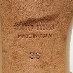 Pre Owned Miu Miu Beige Patent Leather Crystal Embellished Ankle Strap Sandals Size 38