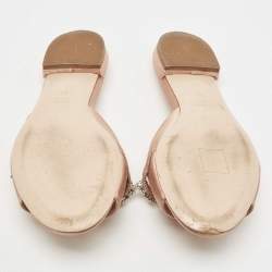 Miu Miu Beige Satin Crystal Embellished Slide Flats Size 36