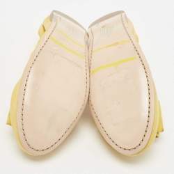 Pre Owned Miu Miu Yellow Leather Scrunch Bow Ballet Flats Size 39