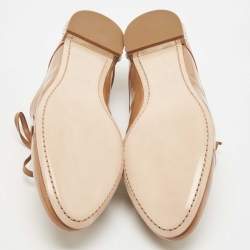 Miu Miu Beige Patent Leather Crystal Embellished Lace Derby Size 38