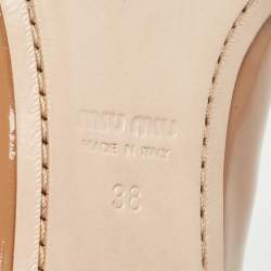 Miu Miu Beige Patent Leather Crystal Embellished Lace Derby Size 38