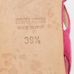Miu Miu Pink Suede Strappy Flat Sandals Size 39.5