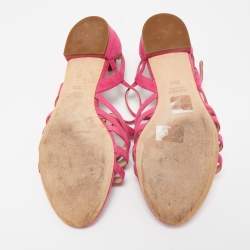 Miu Miu Pink Suede Strappy Flat Sandals Size 39.5