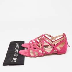 Miu Miu Pink Suede Strappy Flat Sandals Size 39.5