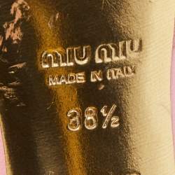 Pre Owned Miu Miu Pink Leather Flower Embellished Mules Size 38.5