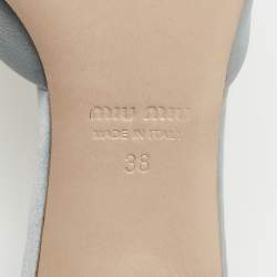 Miu Miu Blue Satin Floral Applique Mules Size 38