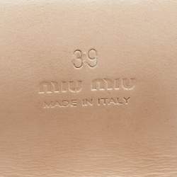 Pre Owned Miu Miu Silver Leather Crystal Embellished Platform Ankle Strap Sandals Size 39