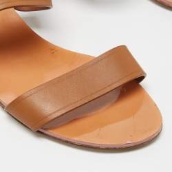 Miu Miu Brown Leather Crystal Embellished Block Heel Ankle Strap Sandals Size 40